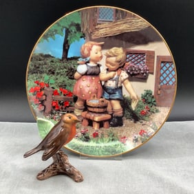 Goebel Robin, 1970s and Hummel "Squeaky Clean" Plate from Little Companions Collection