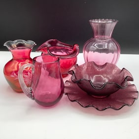 Cranberry and Amethyst Glass Pieces, Fenton, Pilgrim and more