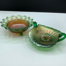 2 Carnival Glass Candy Dishes