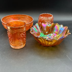 4 Carnival Glass Pieces