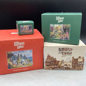 4 Lilliput Lane Cottages, Handmade in England with Boxes