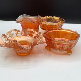 4 Carnival Glass Candy Dishes