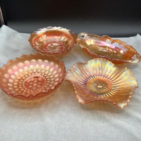 4 Carnival Glass Candy Dishes