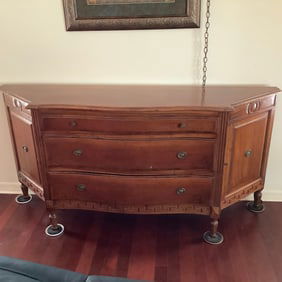 Antique Italian Credenza with Greek Key Carvings on Lower Edge