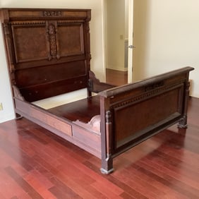 Late 1800s Victorian Bed with Exquisite Detailing and Carvings