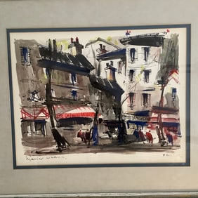 Original SIgned Watercolor and Ink Paris '62 by French Artist, Marius Girard
