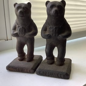 Pair of Louisville International Harvester Cast Iron Advertising Bears, Jan 1949