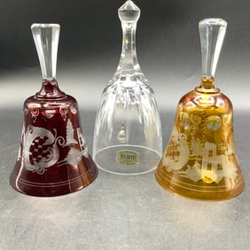 Bohemian Glass Bells and Crystal Bell