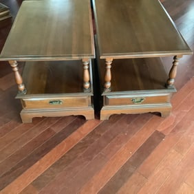 Pair of Consider H. Willett Signed Solid Hardwood End Tables