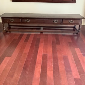 72 inch Long Wood Bench, Signed Willett Furniture