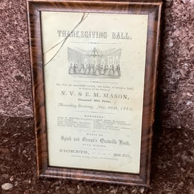 Framed 1860 Thanksgiving Ball Invitation
