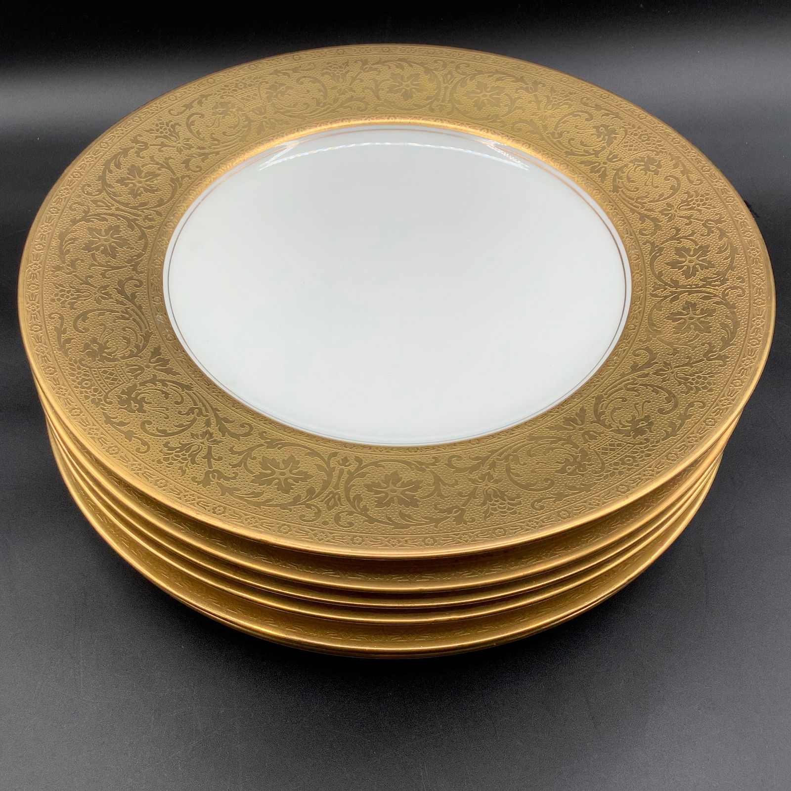 6 Antique Plates by Royal Bavarian Hutschenreuther Selb with Wide Gold Encrusted by Pickard (1 of 10)