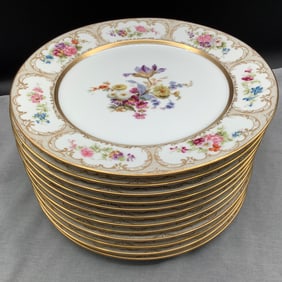 William Guerin (W.G. & Co) Limoges France Set of 12 Dinner Plates