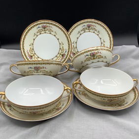Noritake Carltonia 4 Soup Bowls, 2 Soup Saucers and 2 Bread Plates