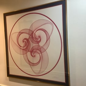 Signed Square Modern Artwork with an MCM Spiral Spirograph Vibe