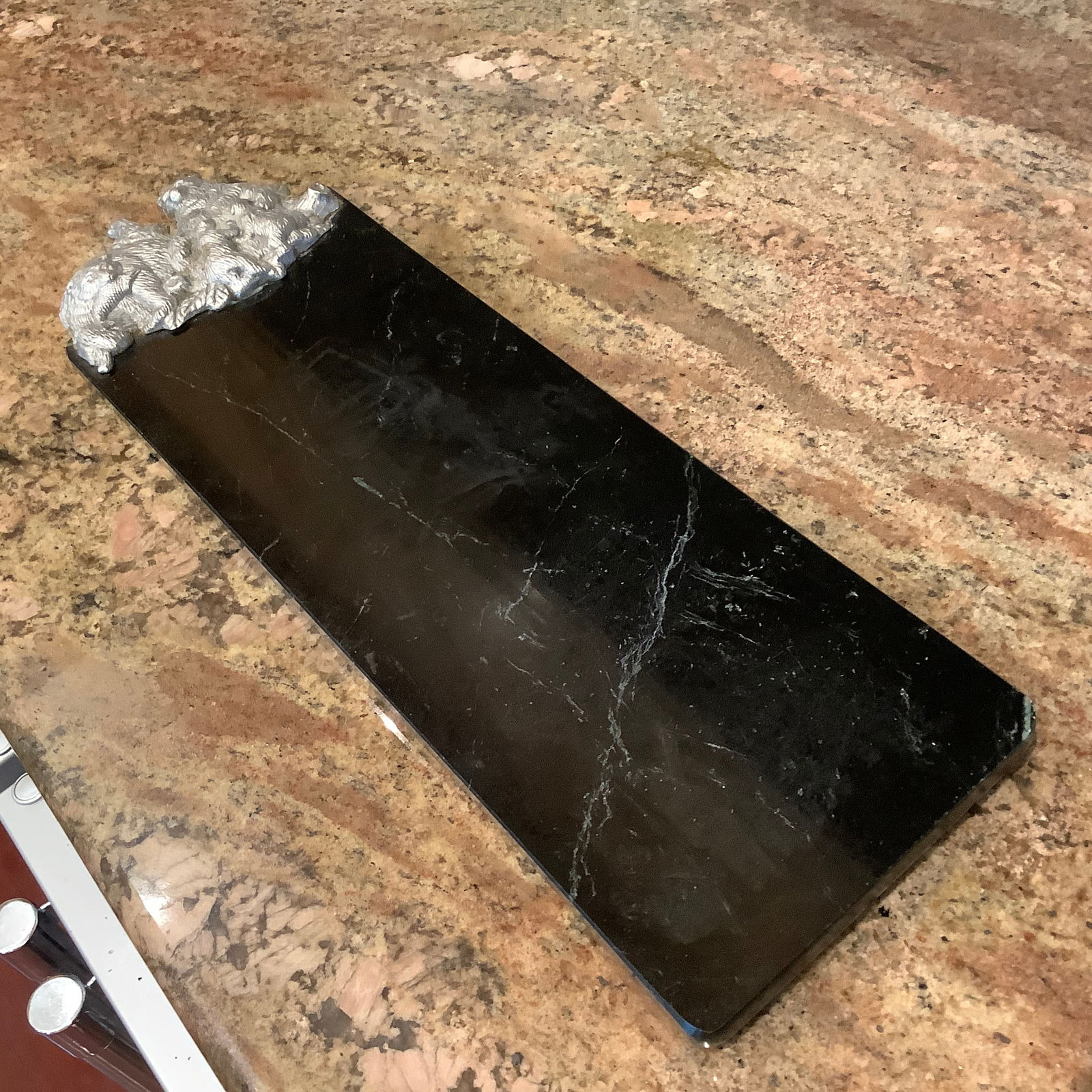 Arthur Court 1998 Aluminum and Black Marble Charcuterie Board (1 of 5)