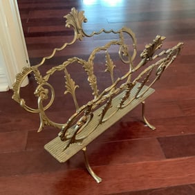 Hollywood Regency Solid Brass Magazine Holder