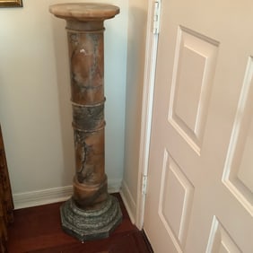 Rose Colored Marble Pedestal Column