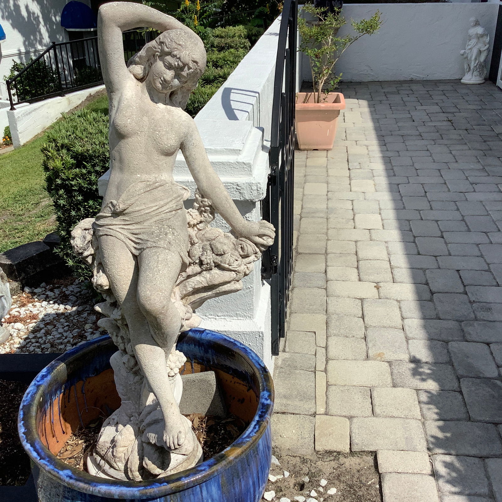 Concrete Garden Statue of Seated Woman (1 of 7)