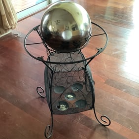 Garden Gazing Ball with Wrought Iron Stand