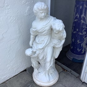 Concrete Garden Statue of Mother with Children