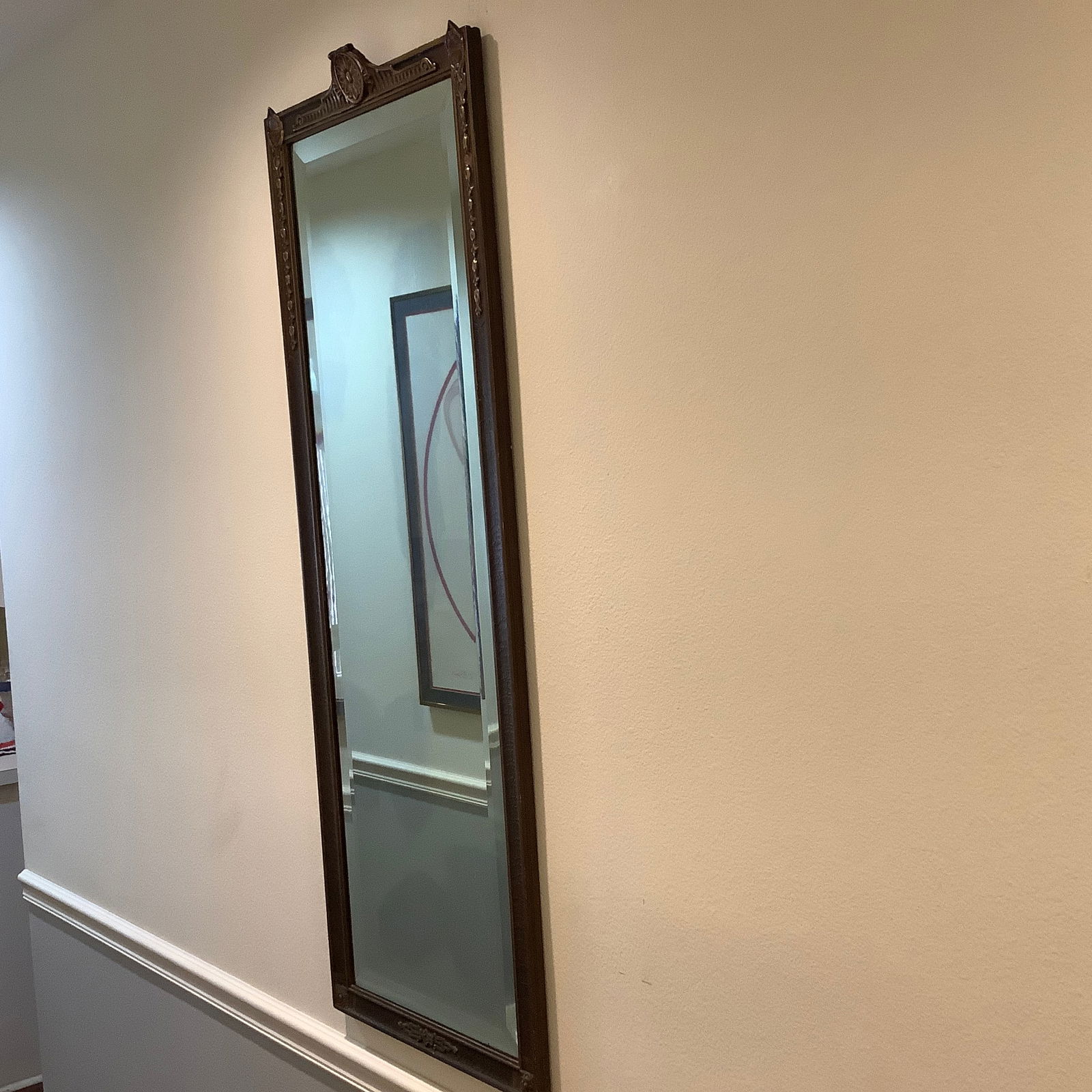 Antique Carved and Gilded Beveled Glass Mirror: Heavy plate glass with wide beveled edge Heavy and solid