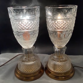 Vintage Glass and Brass Torch Lamps
