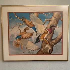 Jim Oliver Signed Limited Edition Framed Lithograph "Wood Ducks"