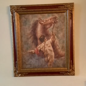 Beautifully Framed Man Taming Horse Picture
