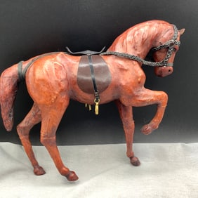 Vintage Leather Horse with Saddle and Reins