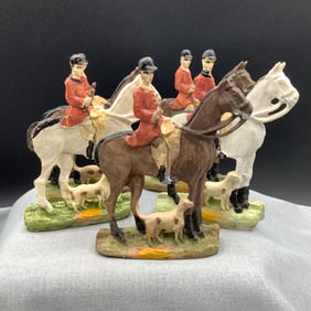 5 Mounted Horse and Dog Figurines