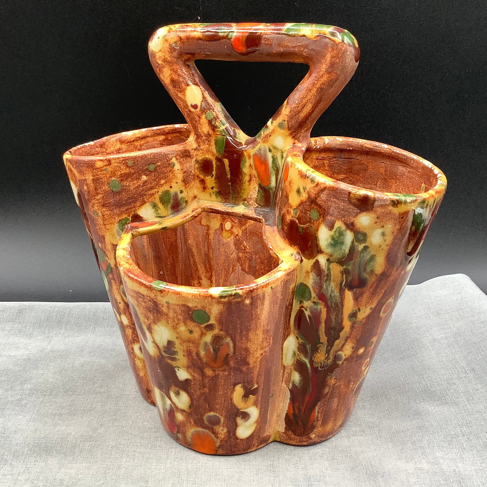 Glazed Signed Studio Pottery Cluster Vase (1 of 10)