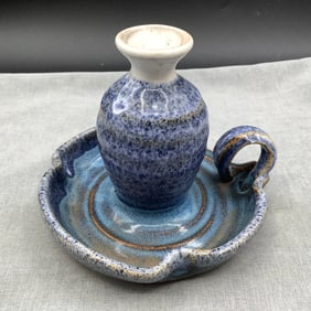 Glazed Signed Studio Pottery Chamberstick