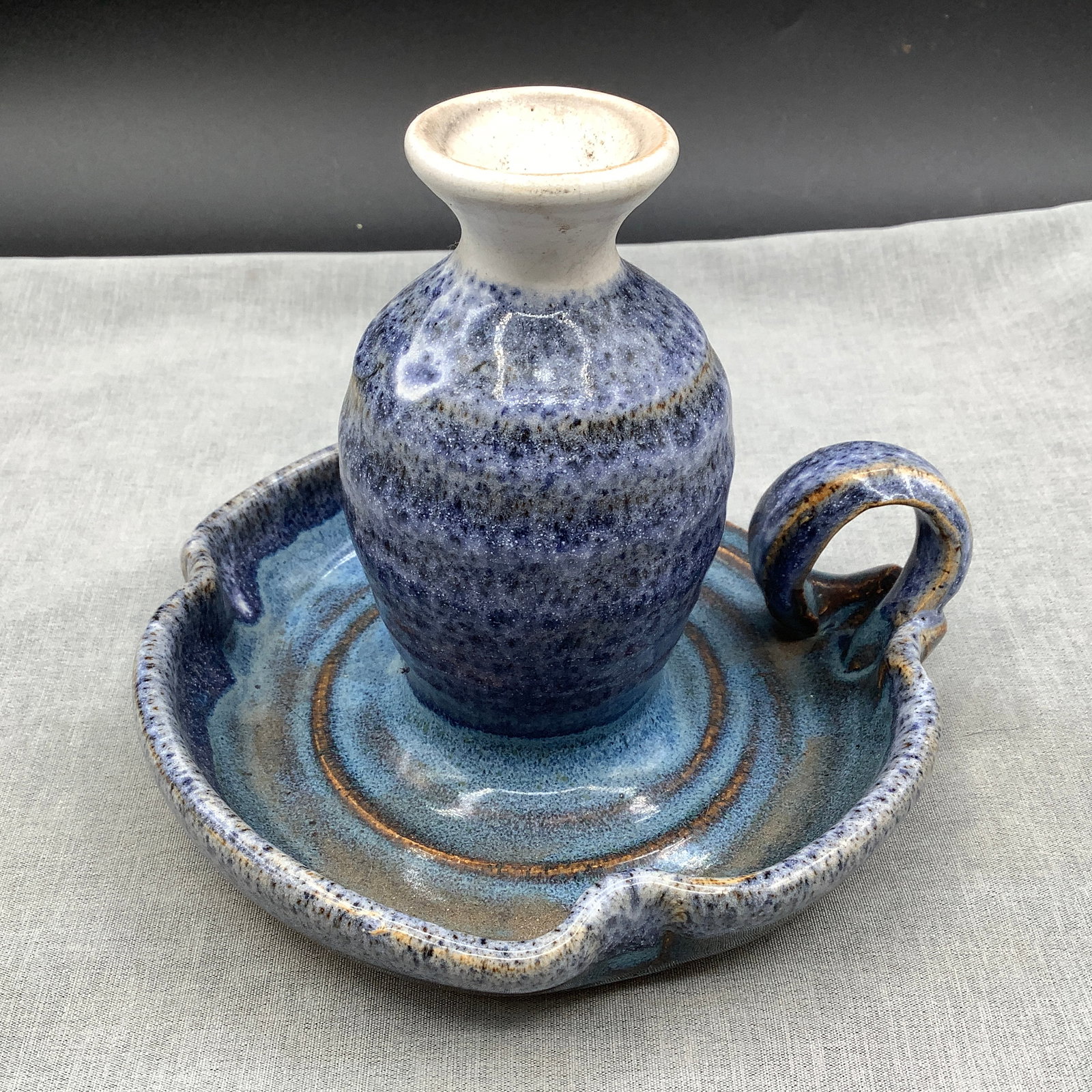 Glazed Signed Studio Pottery Chamberstick (1 of 8)