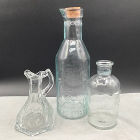 Vintage Glass Jar, Milk Bottle and Cruet
