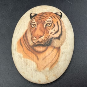 Cast Resin Decoupage Tiger Paperweight