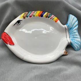 Italian Anthropomorphic Whimsical Fish Pottery Plate