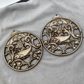 Pair of Vintage Original Condition Iron Fish Trivet