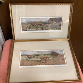 Pair of Framed Fox Hunting Prints by F.A. Stewart