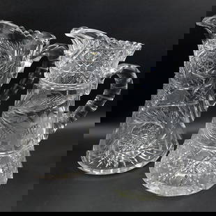 Pair of Cut Crystal Water Pitchers: Both in excellent condition and just over 10 inches tall