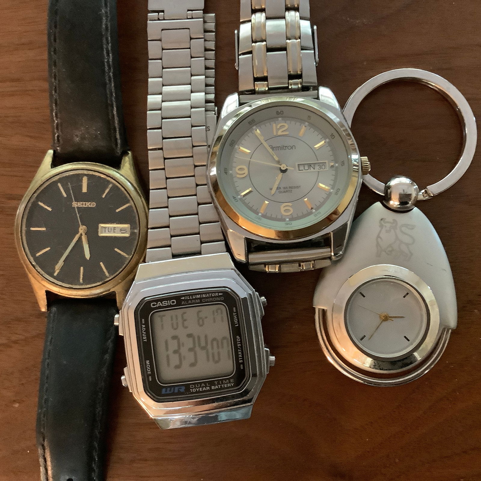 4 Mens Watches: Armitron, Casio, Seiko and Merril Lynch Key Fob Watch (1 of 13)