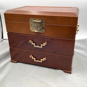 Wood Jewelry Box with a few contents as photographed