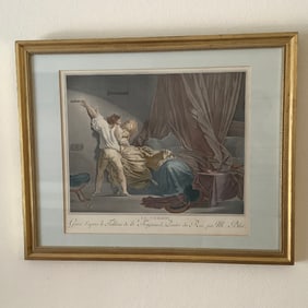 Framed French Print of Fragonard's "Le Verrou" (The Bolt)
