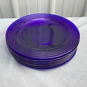 Vintage set of 8 Cobalt Plates