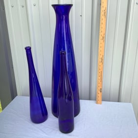 3 Tall Cobalt Stretch Vases