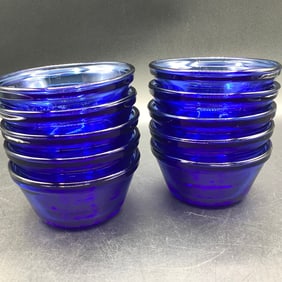 Set of 11 Cobalt Blue Anchor Hocking Bowls