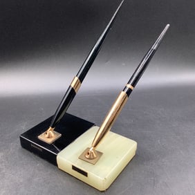 Pair of Sheaffer's Fountain Pens on Marble Bases