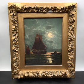Small Antique Boat Painting