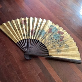 Large Wall Hanging Size Ornamental Paper and Bamboo Chinese Fan