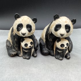 Pair of Vintage Goebel W. Germany Panda Bears with Cubs